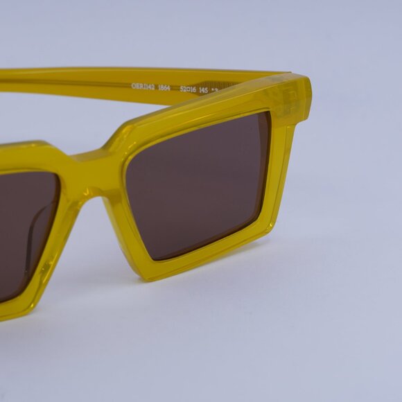 Off-White OERI142 WINDSOR 1864 Sunglasses Yellow Square Frame, Brown Lenses - Picture 8 of 10